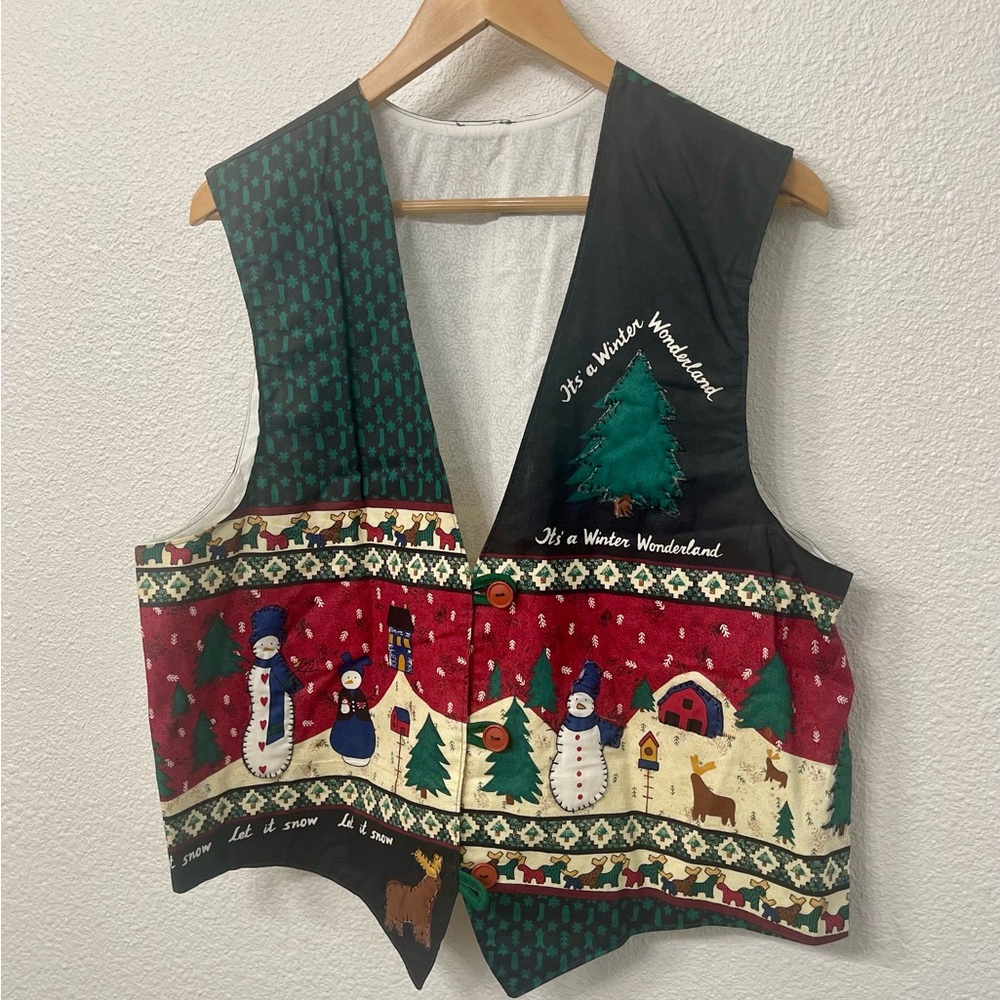 Festive Winter Wonderland Holiday Christmas Vest, approximate size XL